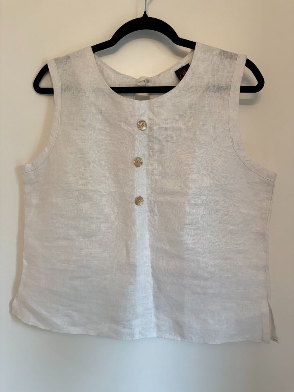Linen Tank Top | White Button Front Sleeveless Blouse